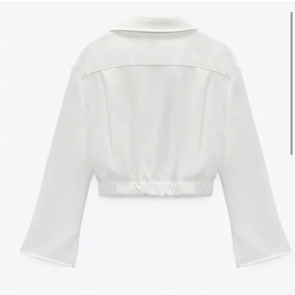 NWT Zara long sleeve white collar crop top - Picture 2 of 5